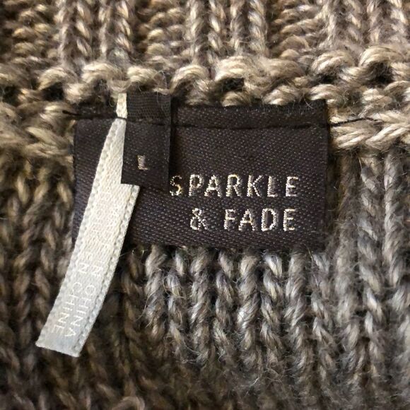 Sparkle & Fade Anthropologie Moto Style Gray Black Zip Front Sweater Large L - Picture 9 of 10